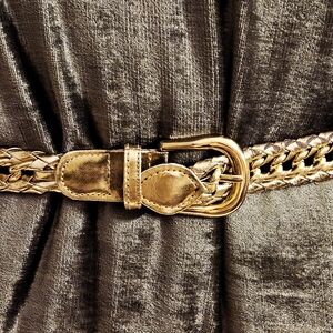 VTG-inspired  Gold Tone Braid & Chain Weave Belt 32"L x 1"W S/M